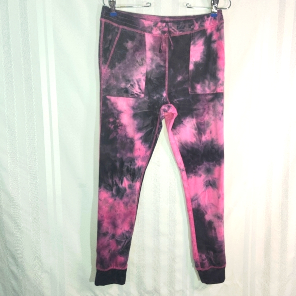 CULT FAVORITE GIRLS JOGGERS TIE DYE PINK/BLACK SIZE XL 16